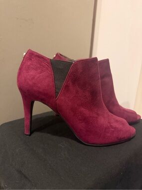 Unisa Suede Ankle Booties in Wine